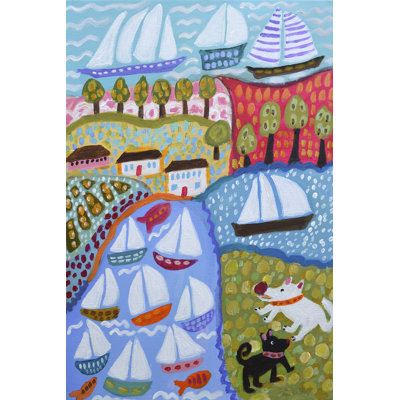 Dogs & Sailboats by Karen Fields - Wrapped Canvas Print