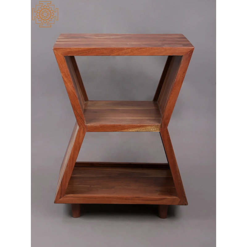28" Vintage Solid Wood Bookshelf | Handcrafted Indian Cabinet & Display Organizer | Rustic Brown