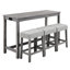 Table de bar et chaises industrielles avec prise de courant industrielle pour le salon - 4 pièces de tabourets ergonomiques à surface de jeu en bois massif gris, confortable