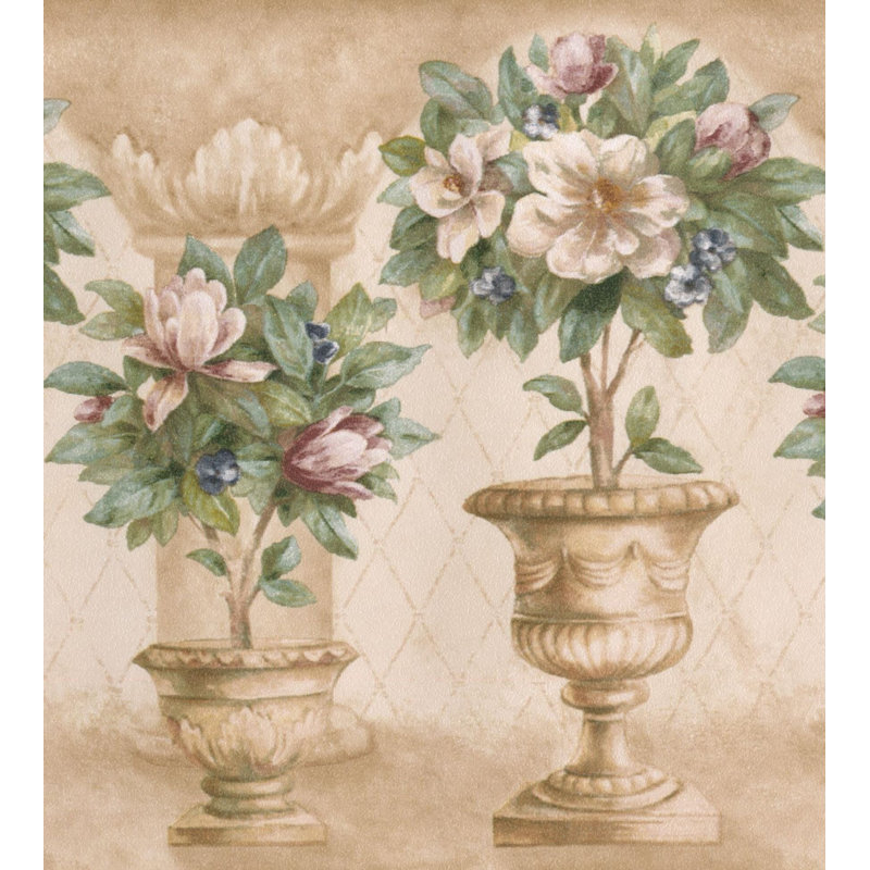 Bordure de papier peint floral 15 pi x 5,25 po Aidy