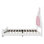 White Twin Rabbit Headboard Upholstered Bed With Cute Design