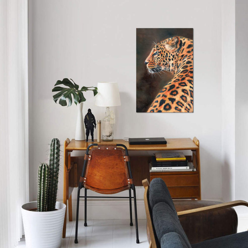 « leopard profile », impression sur toile, H 18 po x l 12 po x P 1,5 po, Pas de tapis, Toile tendue