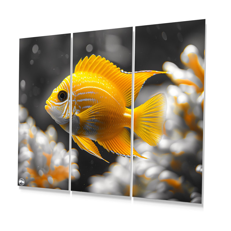Aquariums de poissons gris et jaunes Coastal Cove II - Aquariums, ensemble de décorations murales, Métal métal