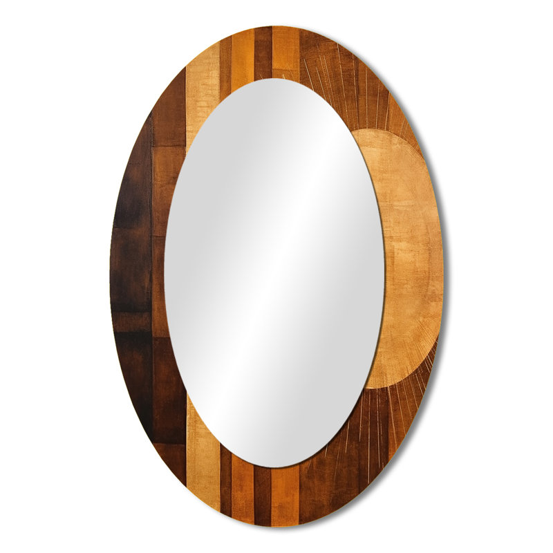 Miroir mural ovale bronze moderne Brilliance Symetry III - Beige, 36 po x 24 po