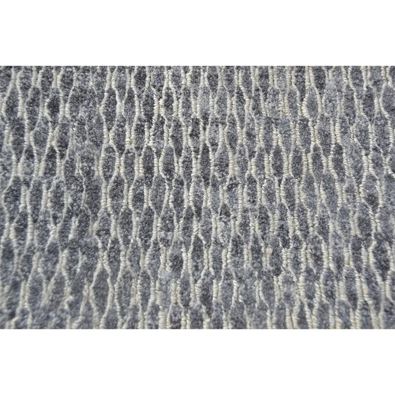 Tapis gris en laine noué à la main, Rectangle de 2 pi x 3 pi