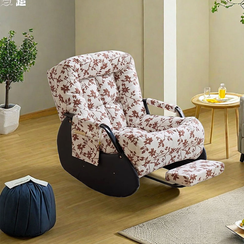 Chaise berçante ergonomique avec sac de rangement, Blanc / rouge brunâtre