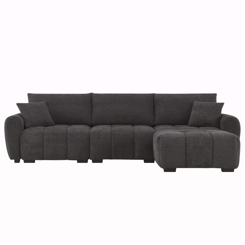 110 Inch Modular Sectional Sofa With Extra-Large Seat, Movable Ottoman, High Density Foam, Free Combination, Sturdy Metal&Wood Frame, Boucle Fabric, Available In 3 Colors