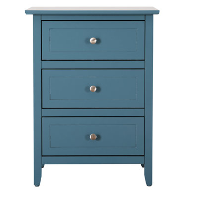 Vibrant Teal Nightstand For Bedrooms - 3 Drawers And Fashionable Bedroom Construction Modern With Enhance Space Practical