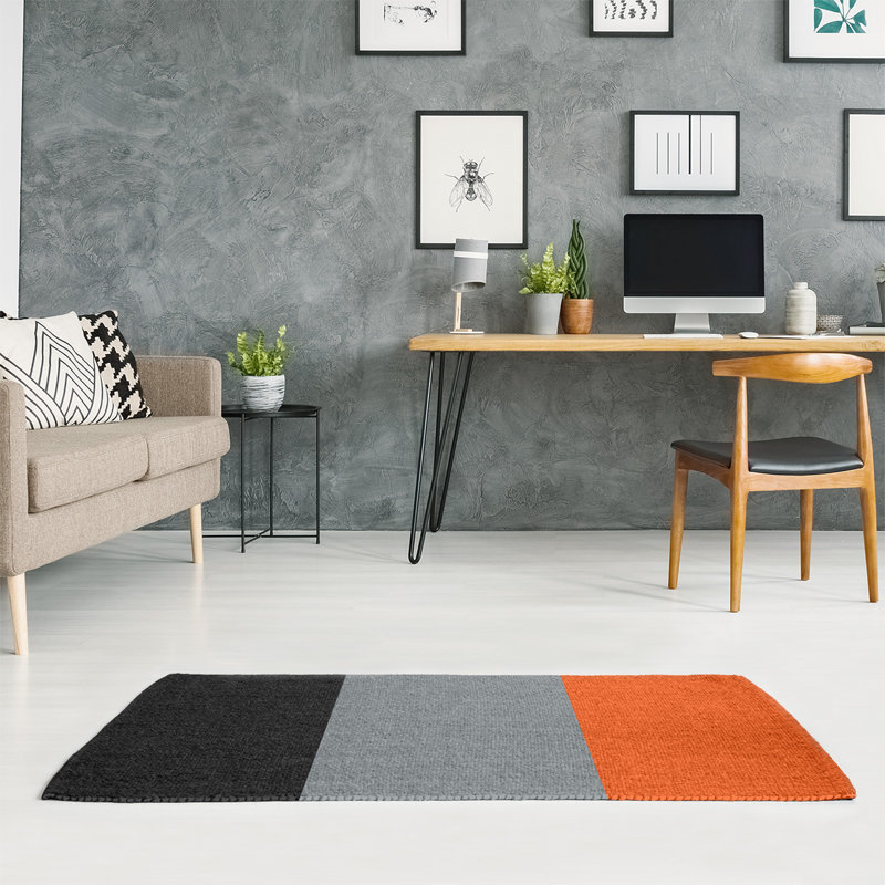 Tapis noir à rayures de hockey national, Rectangle 4 pi x 6 pi