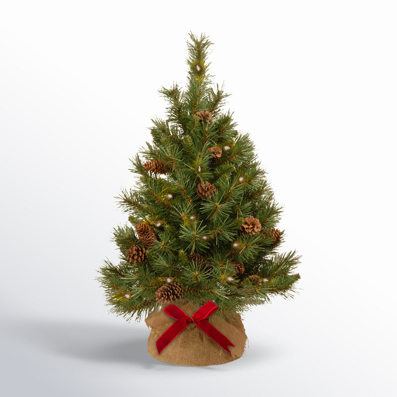 The Holiday Aisle® 3ft. Pine Cone Tree in Burlap Base with LED Lights