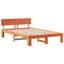 Bed Frame With Headboard Wax Brown Solid Pine Wood
