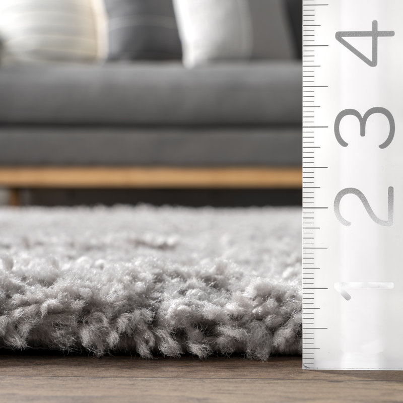 Tapis à poils longs contemporain Marleen, Rond 4 pi