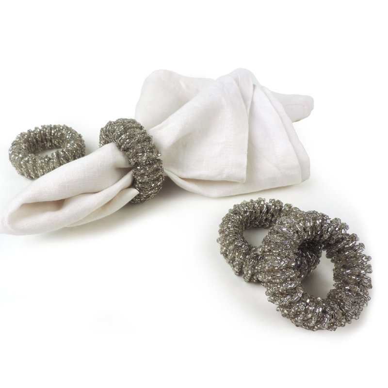 Rond de serviette perlé Bling-Bling, Argent