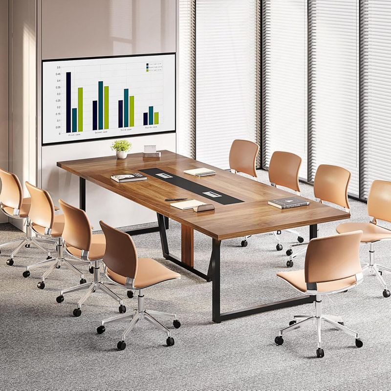 Grande table de conférence, table de réunion de bureau moderne avec pieds en métal