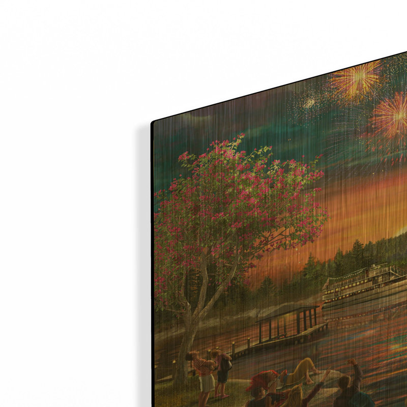 « Feux d'artifice d'été 2 » par Bigelow Illustrations, tableau mural en métal doré, 91,4 cm x 61 cm, 36 po x 24 po