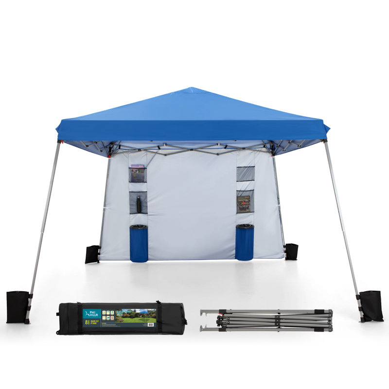 Auvent escamotable en acier 12 x 12 avec paroi latérale multifonctionnelle un côté