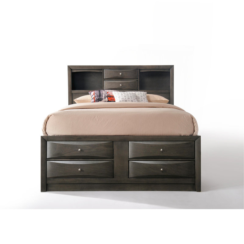 Grey Oak Finish Queen Bed W/Storage