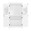 Armoire de salle de bain autoportante à 4 portes - blanc, tablettes réglables, rangement spacieux et élégant-2082044615