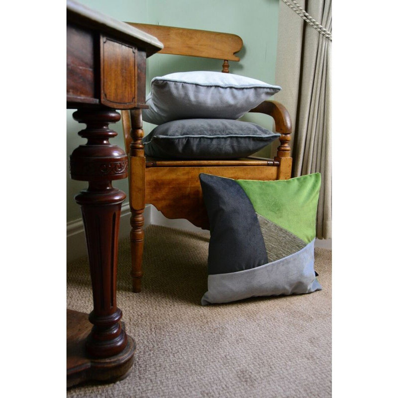 Skipper Patchwork Square Cushion, Green/Dark Green/Dove, 60 x 60cm