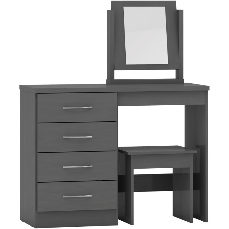 Cascio Dressing Table Set with Mirror, 3D Effect Grey