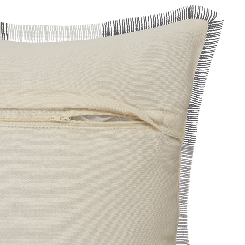 Coussin décoratif à franges 100% coton Contemporary, Housse de coussin seulement - sans coussin