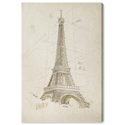 Croquis de la Tour Eiffel, affiches rétro sur toile par Art Remedy