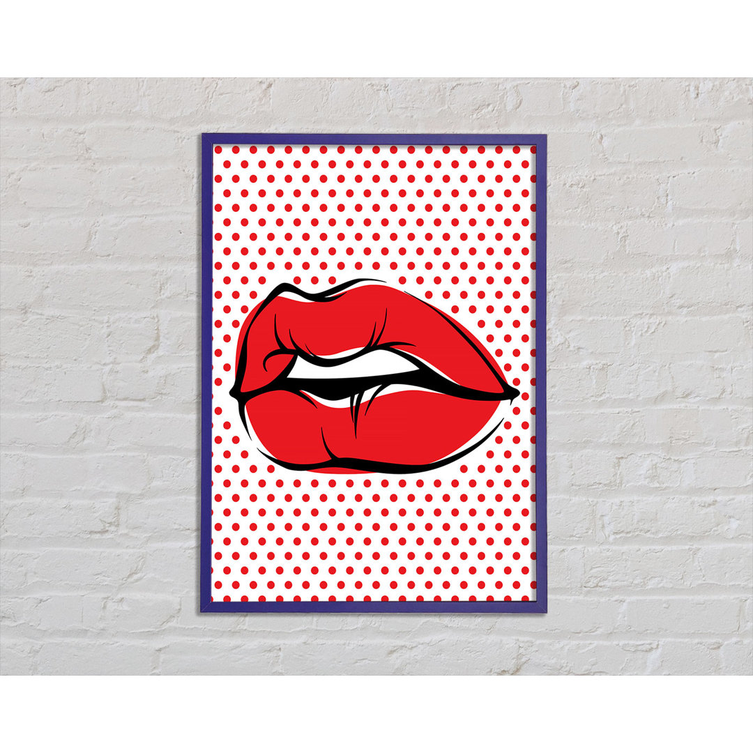 Red Lips On Pokerdots Gerahmter Druck Wandkunst