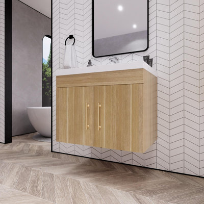 Ensemble de meuble-lavabo mural simple 30 po Foushee
