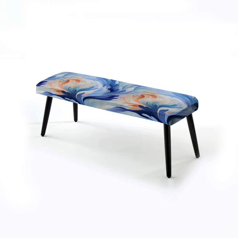 Bleu et orange Mystic Ikat Dreams - Banc rembourré noir abstrait