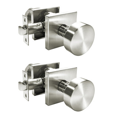Door Knob Handle MHSN06 Satin Nickel Passage Modern Round Passage Door Knob – Interior Hallway & Closet Door Handle, Durable Non-Locking Door Knob Set for Bedroom, Hallway & Pantry Doors