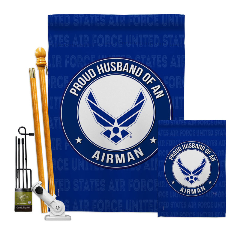 Ensemble de drapeaux en polyester 40 x 28 po Proud Husband Airman