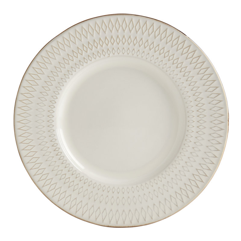 Taylor White Embossed Ceramic 12-Piece Dinnerware Set