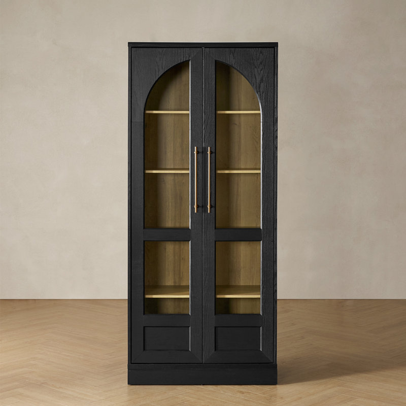 Latitude Run® Mahfuza Arched Tall Display Cabinet, Black
