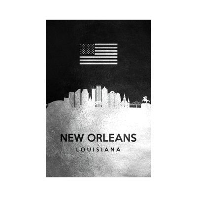 New Orleans Louisiana Silver Skyline by Adrian Baldovino - Wrapped Canvas Painting