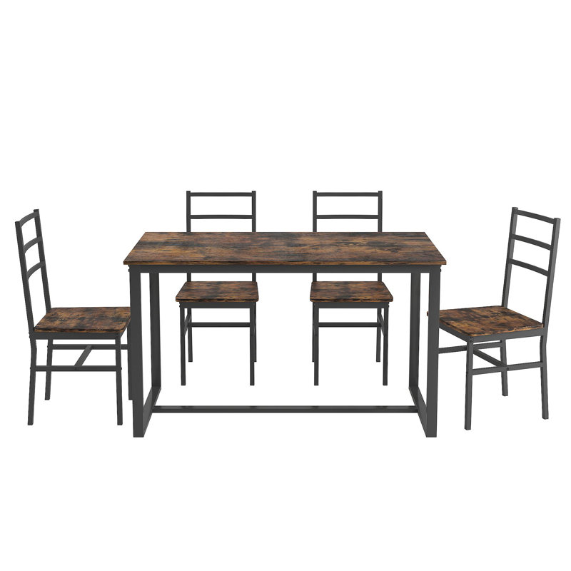 Ensemble de table et de chaises cinq pièces avec dossier, style industriel, structure solide