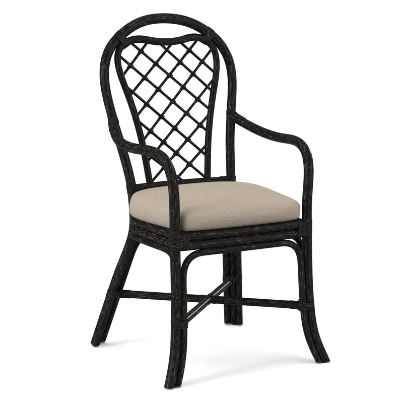 Trellis Dining Arm Chair, Antique Black, Snow Crypton Performance; 0884-91