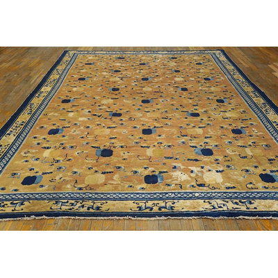 Light Color Wool Pile Antique Chinese Ningxia Room Size Area Rug