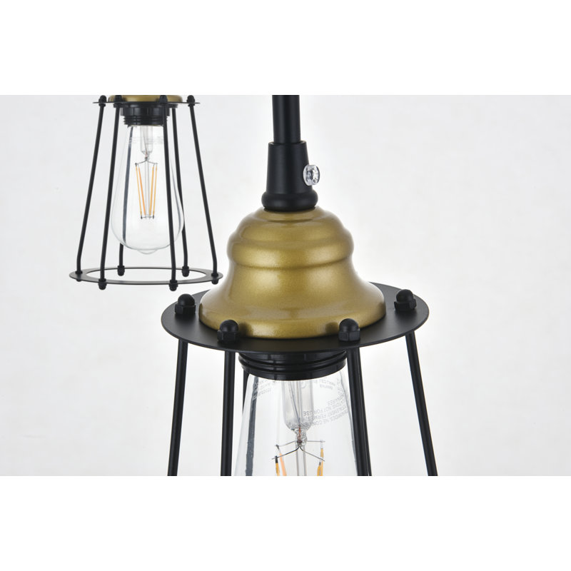Luminaire suspendu conique à 5 lumières Sessoms, Noir
