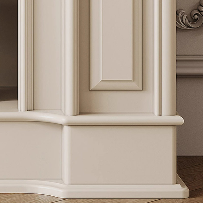 Beige Solid Wood Freestanding Fireplace