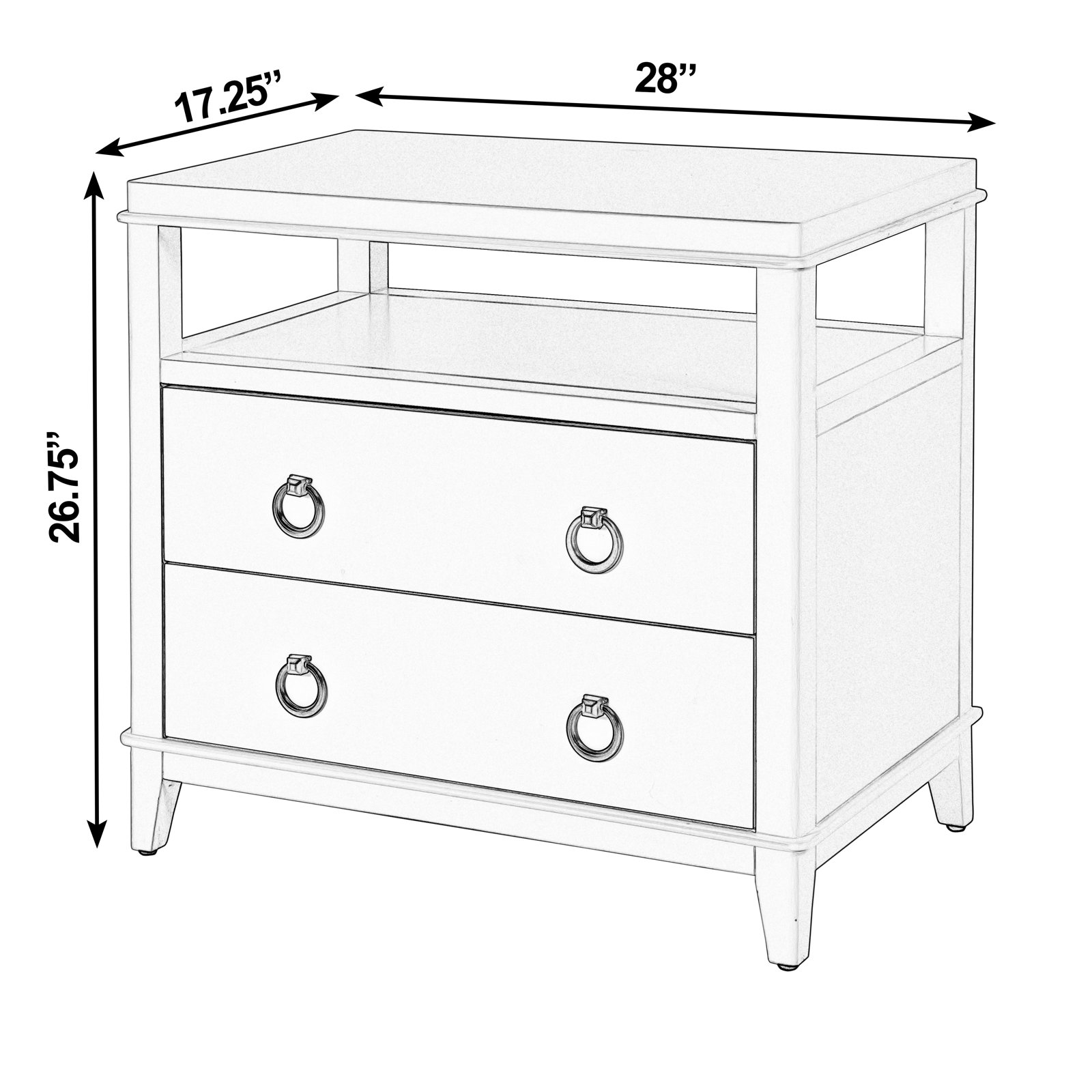 2-Drawer Acacia Nightstand, Brown