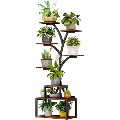 Tree-Shaped Plant Stand With 9 Tiers, Indoor Outdoor Metal Shelf For Multiple Flower Pots, Space-Saving Display Rack For Living Room, Balcony, And Garden