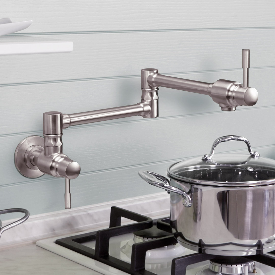 Whitehaus Collection Stainless Steel Double Lever Wall Mount Pot 