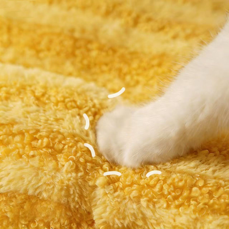 Fairela - Grand tapis de lit pour chat carré double face avec rebords surélevés, Jaune
