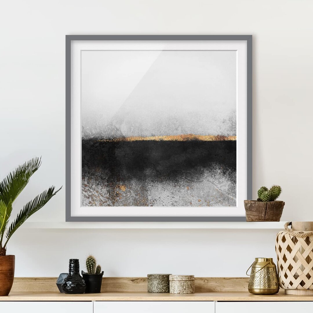 Gerahmtes Poster Abstract Golden Horizon