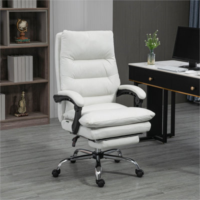 Bureau avec microfibre blanc crème (polyester), télécommande et siège réglable, siège pivotant