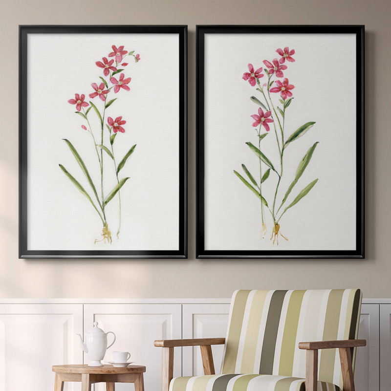 Delicate Pink I - ensemble de 2 reproductions d'art sur toile encadrées, Noir, H 22,5 po x l 61 po x P 3 po
