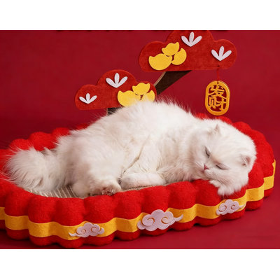 Lit pour chat doux et moelleux avec griffoir en sisal intégré, chaise longue pour animal de compagnie en forme de nuage avec arbre décoratif, lit pour chat à double usage et griffoir pour chats d'intérieur