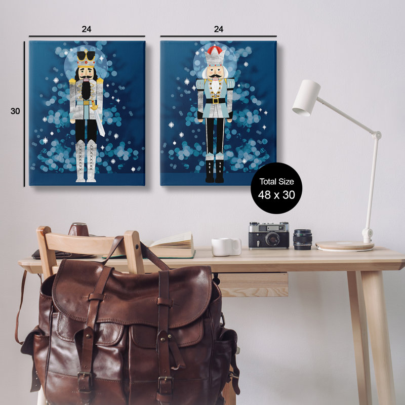 "Blue Nutcracker", ensemble de 2 reproductions d'art sur toile par Grace Popp, H 30 po x l 24 po