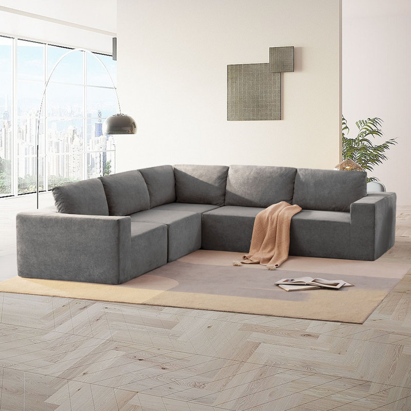 Canapé modulaire Darende, Polyester gris