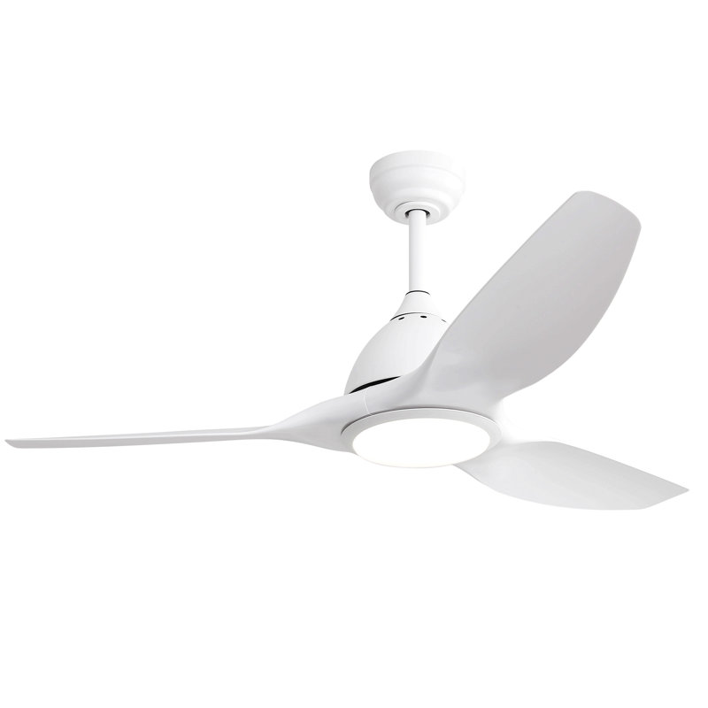 52 Inch Ceiling Fan With Light And 6-Speed Remote Control 3 Abs Fan Blades For Bredoom Patio, White